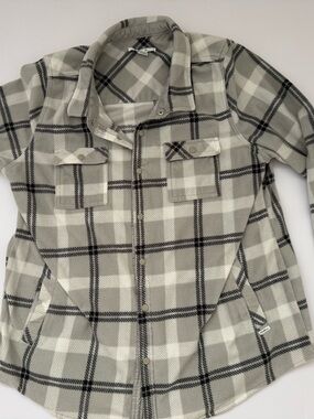 O'Neill Gray & White Plaid Snap Closure  Shirt Jacket Shacket
